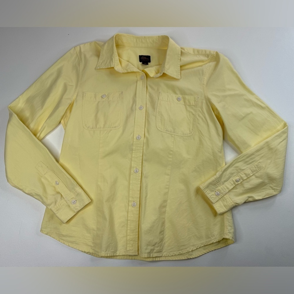 L.L. Bean Butter Yellow 100% Cotton Button Down Oxford Size 10 Petite